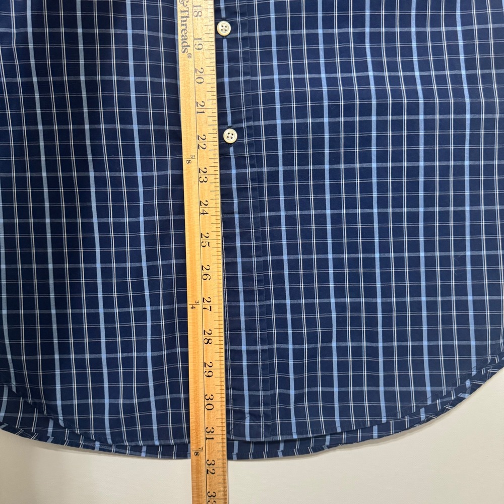 Ralph Lauren Button Down Shirt Mens L Navy Blue Plaid Excellent Yarmouth - Picture 6 of 7
